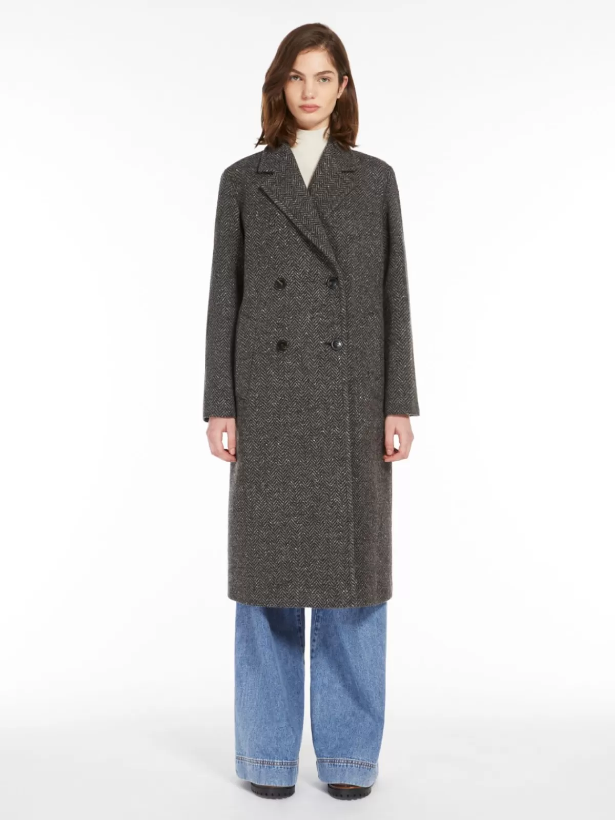 Coats*Max Mara Wool tweed coat DARKGREY