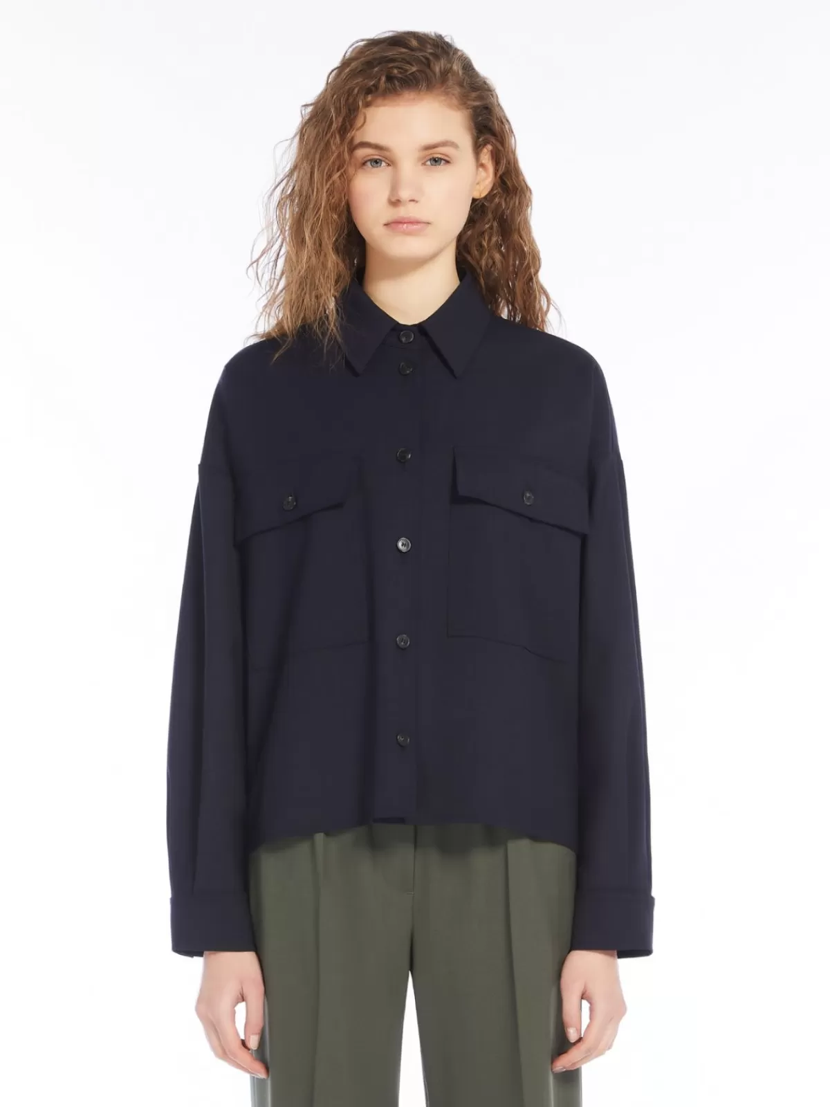 Jackets And Blazers*Max Mara Wool-blend gabardine cropped jacket NAVY