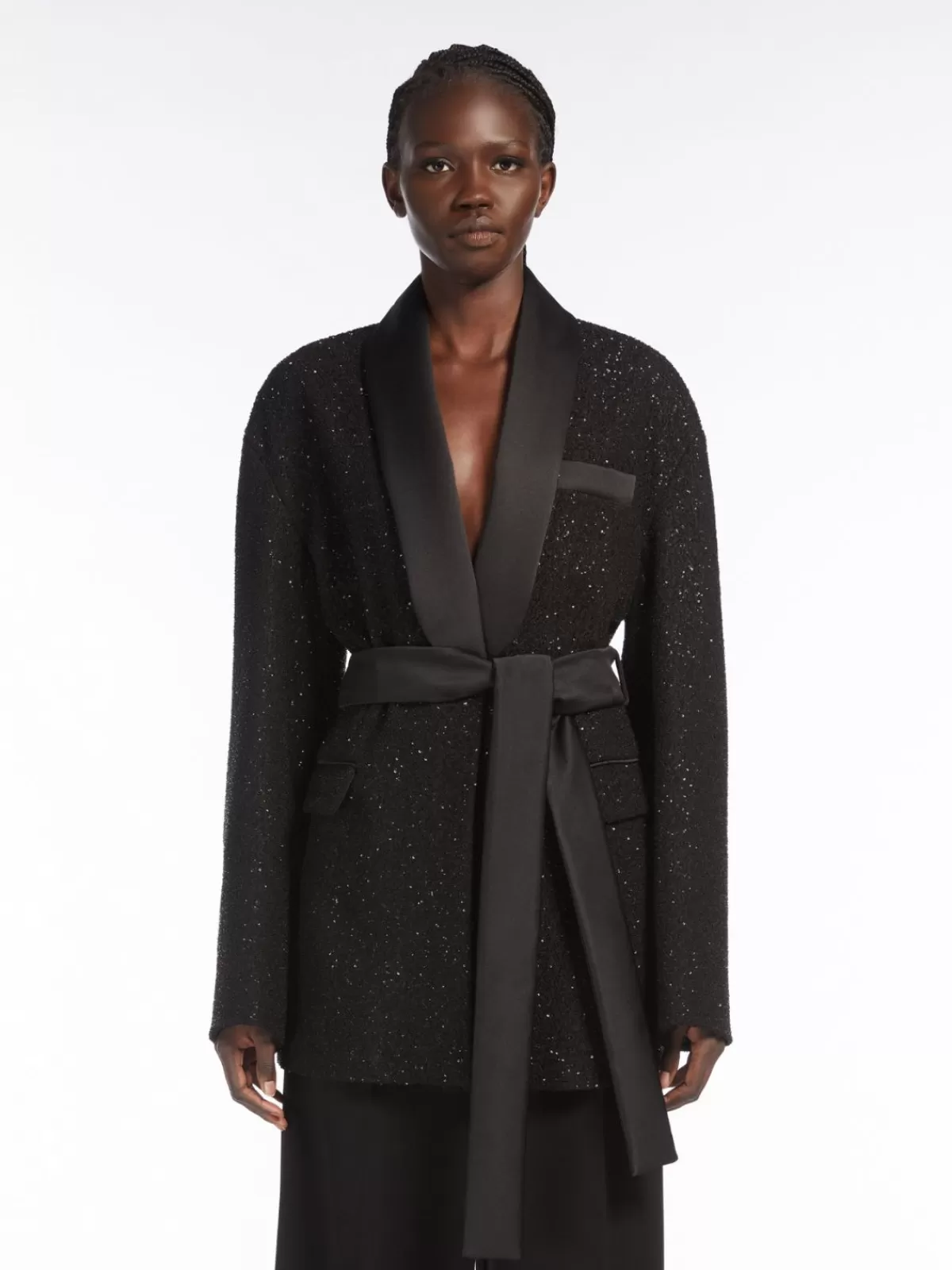 Jackets And Blazers*Max Mara Wool-blend jacket with micro-sequins BLACK